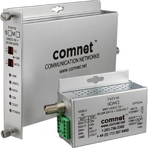 ComNet FVR110M1 Video Receiver/Data Transceiver, Multimode, 62.5/125 Micron Fiber, 3 km (2 mi) Max. Range