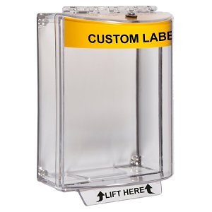 STI-13110CY Universal Stopper, Surface Mount, Yellow Custom Label