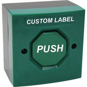 STI-SS3-3G60-CL Pneumatic Timer Button, Dual Mount, SPC, Green Custom Label