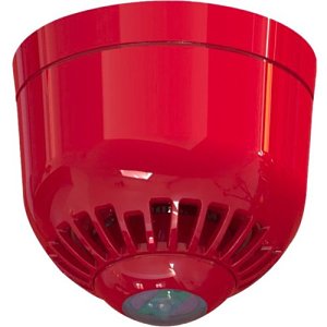 Klaxon ESB-5008 Sonos Pulse Ceiling Beacon 17-60V DC, Shallow Base, IP21, Red Body and White Flash
