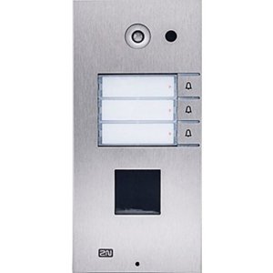 2N IP Vario 3-Button Intercom Door Station Module with Camera, Supports Card Readers, Silver