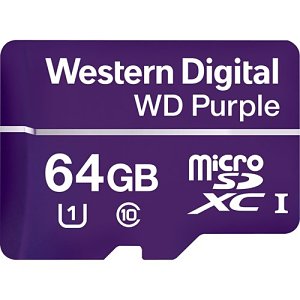 WD WDD064G1P0A Purple 64GB Surveillance microSD Card