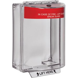 STI-13110FR-ES Universal Stopper Surface Mount Cover, ACTIVATE FIRE ALARM Label