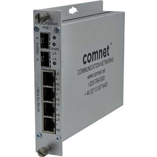 ComNet 10/100/1000 Mbps Drop/Insert/Repeat Gigabit Uplink Switch with Optional PoE+