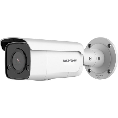 Hikvision DS-2CD2T86G2-ISU/SL Pro Series AcuSense 4K Strobe Light and Audible Warning IP67 IR IP Bullet Camera, 2.8mm Fixed Lens, White