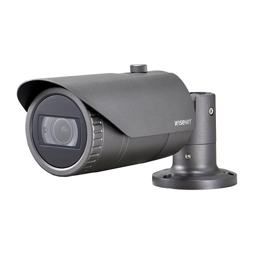 Hanwha QNO-8080R Wisenet Q Series, WDR IP66 5MP 3.2-10mm Motorized Varifocal Lens, IR 30M IP Bullet Camera, Grey