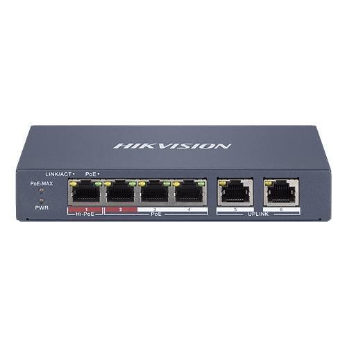 Hikvision DS-3E1106HP-EI Switch PoE 1xPOE+ 3xPoE 2x100Mbps 60W