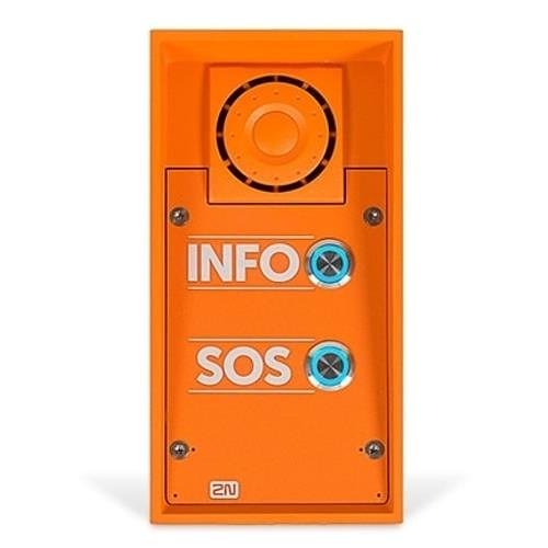 2N IP Safety2-Button Security Intercom Door Station Module with Loudspeaker, IP69K, 12VDC, Orange