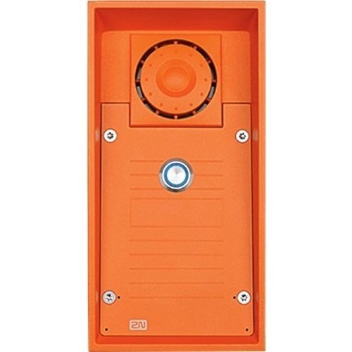 2N IP Safety 1-Button Security Intercom Door Station Module with Loudspeaker, IP69K, 12VDC, Orange