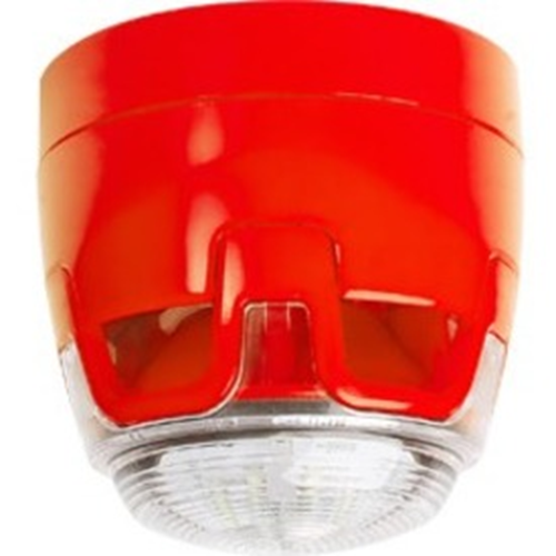 Sirena/Luz estroboscópica Notifier - Rojo - 102,5 dB(A) - Visual, Audible - Montable en Pared, Montable en techo