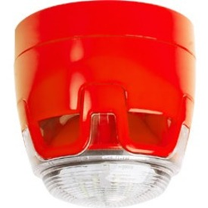 Sirena/Luz estroboscópica Notifier - Rojo - 29 V DC - 102,5 dB(A) - Visual, Audible - Montable en Pared, Montable en techo