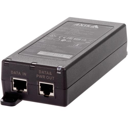 Inyector PoE AXIS - 24 V AC Entrada - Gigabit Ethernet Puerto(s) de entrada - PoE Puerto(s) de salida - 30 W - Montable en paredes/Estantes/ Guías DIN - Negro