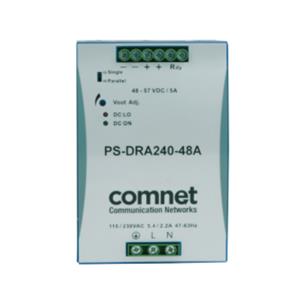 ComNet PS-DRA240-48A Industrial DIN Rail Mounting, 48 VDC 240 W (5A) DIN Rail High Temp Power Supply for PoE Applications