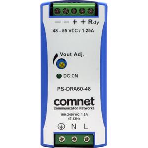 Comnet PS-DRA60-48A Video IP PSU 48vdc 60w DIN Rail, Fuente De Alimentacion De Alta Temperatura De Riel DIN 48vdc 60w